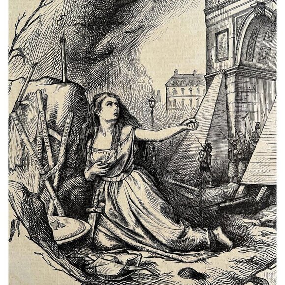 Thomas Nast France Germany Centerfold 1871 Victorian Woodcut Engraving LGBinTN2 - Picture 1 of 5